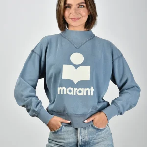 Marant Etoile trui Moby SW0003FA-C3M07E slate blue/ecru