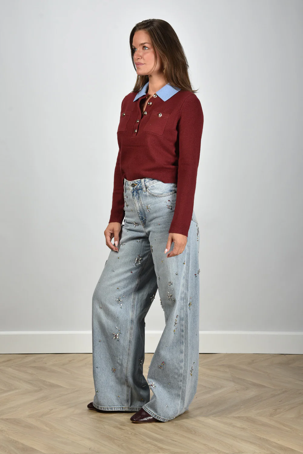 Self Portrait trui AW25-021TA-BU burgundy - Afbeelding 5