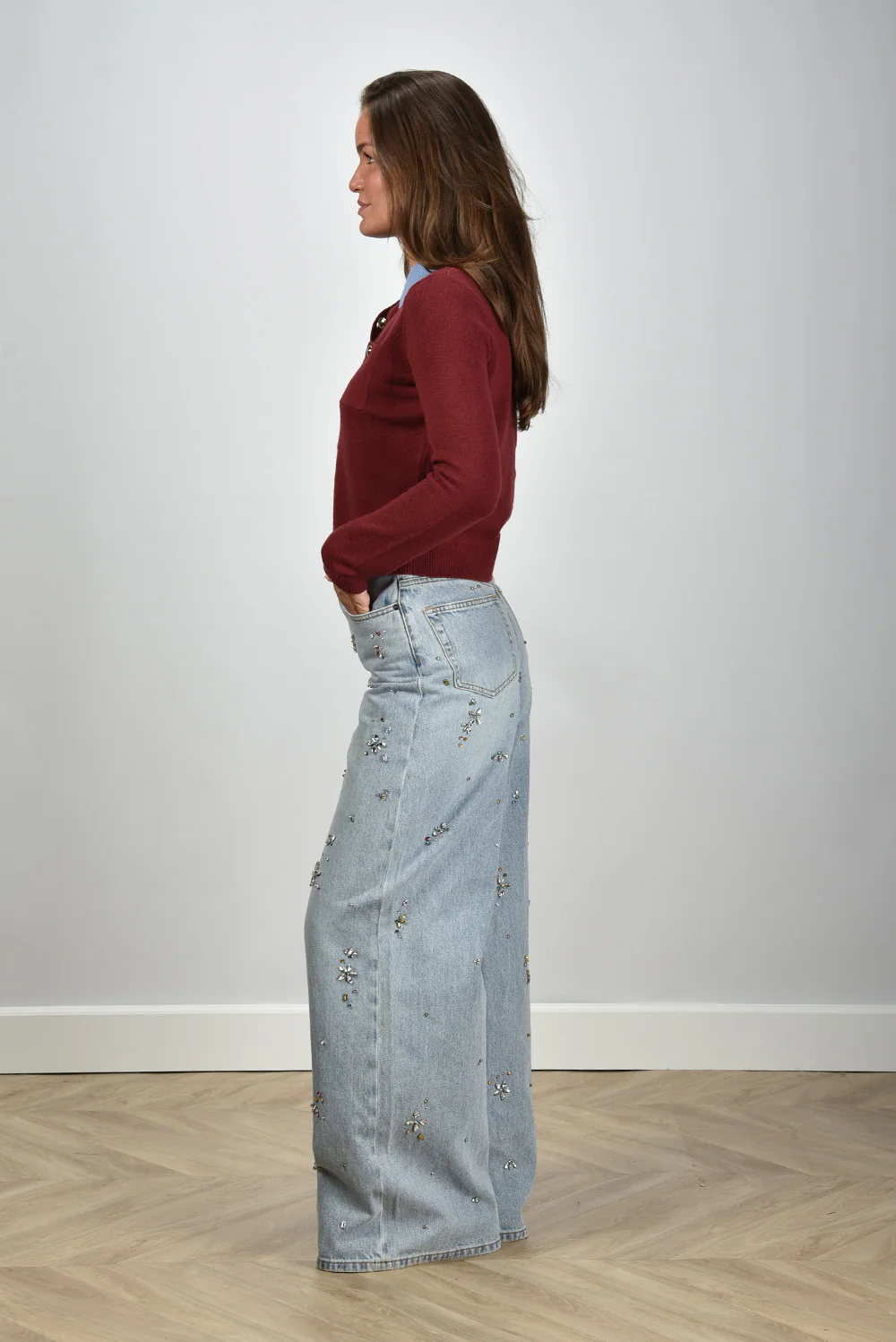 Self Portrait trui AW25-021TA-BU burgundy - Afbeelding 6