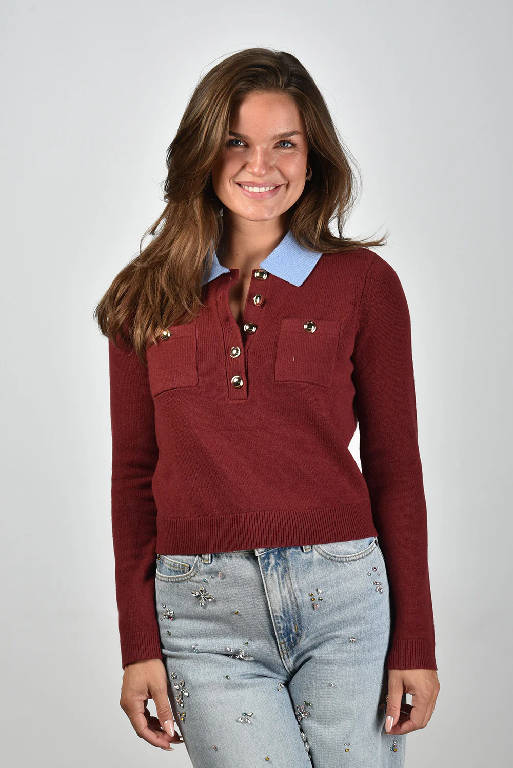 Self Portrait trui AW25-021TA-BU burgundy - Afbeelding 8