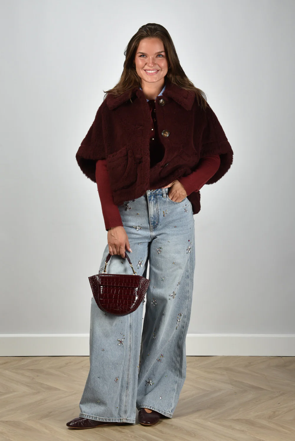 Self Portrait trui AW25-021TA-BU burgundy - Afbeelding 9