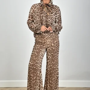 Zimmermann broek Illustration Flare 8064PF241 chocolate leopard